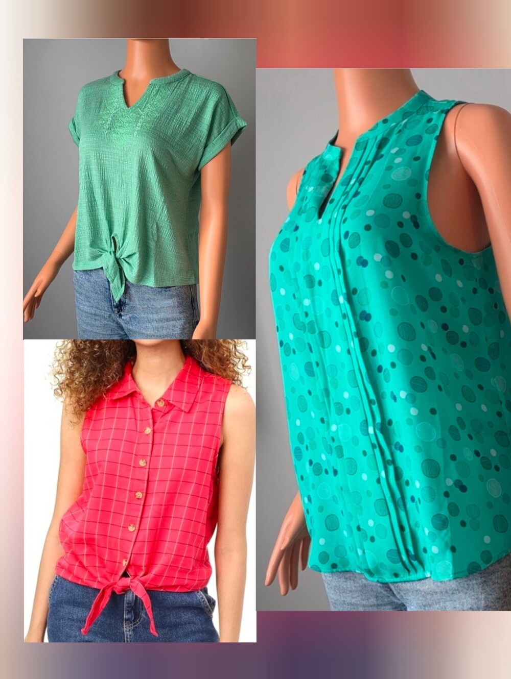 Women’s Mixed Color Sleeveless & Short-Sleeve Tops Bundle
